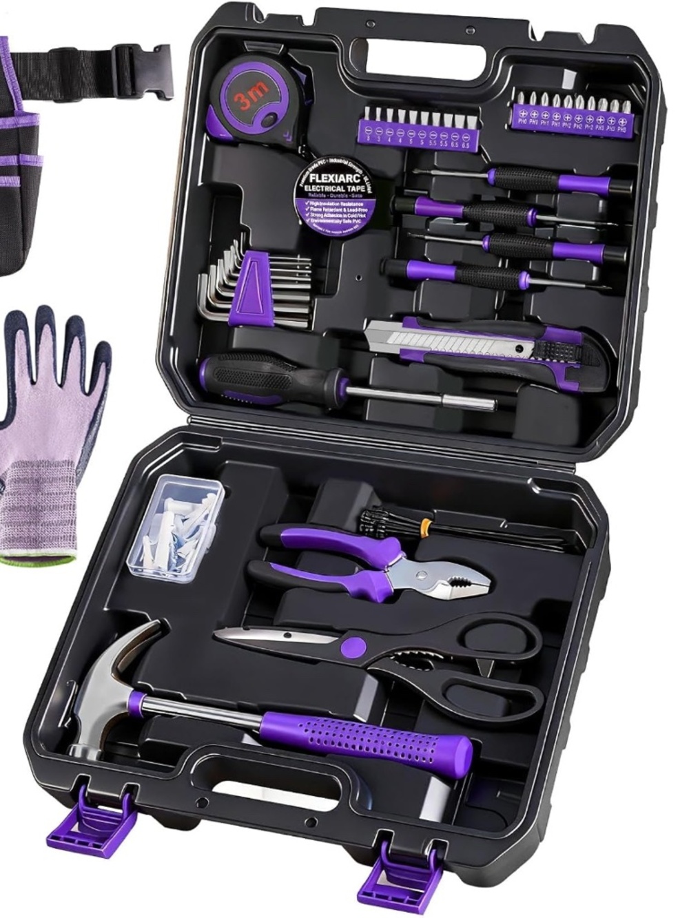 Hand Tool Kit with Waist Pouch & Gloves